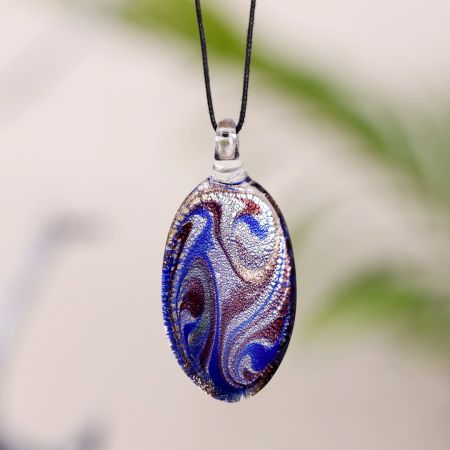 Lampwork Multicolor Oval Glass Pendant for Jewellry Making - 1 Piece